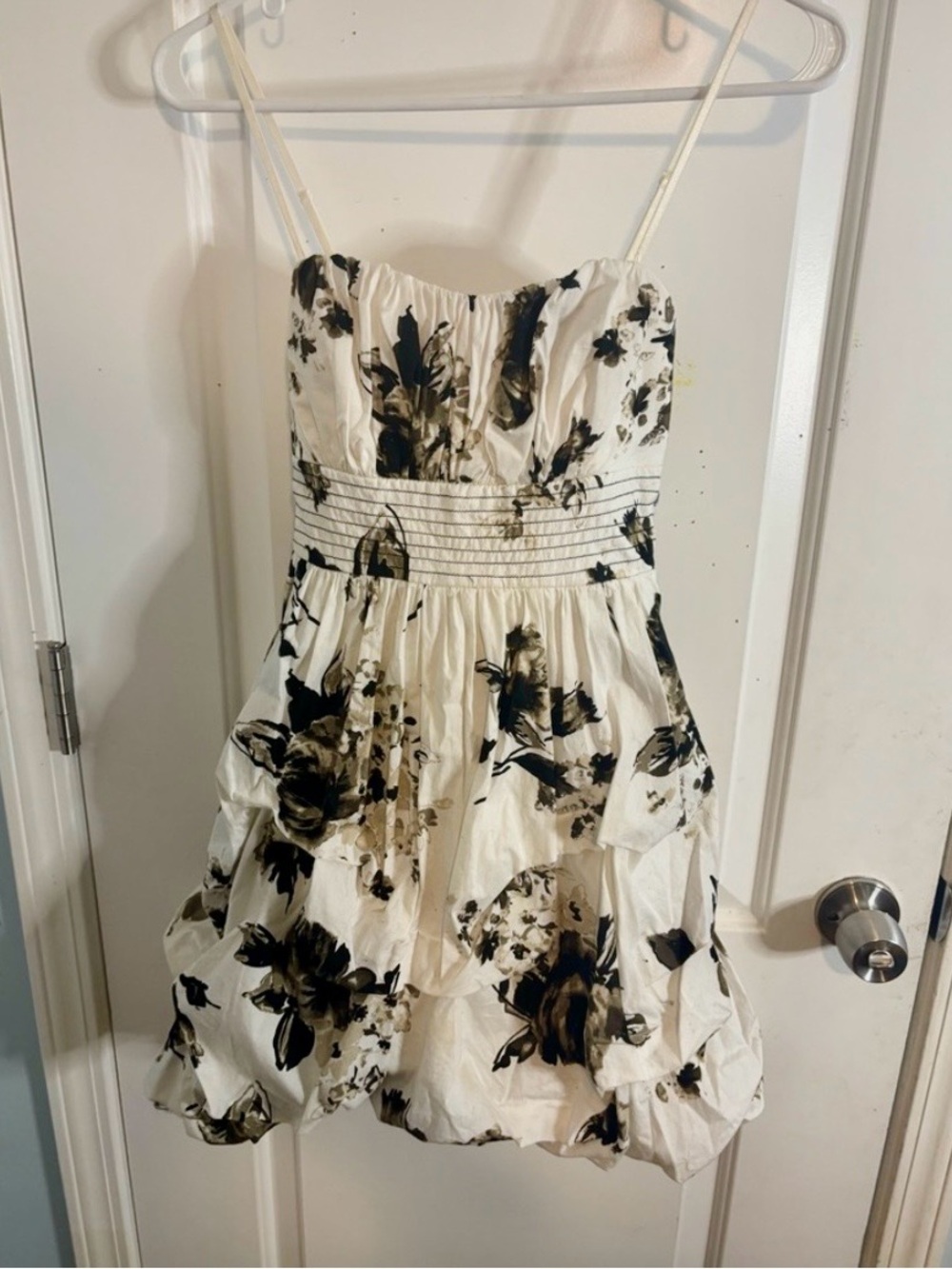 VTG Ruby Rox Y2K Black White Floral Bubble Mini Dress Small